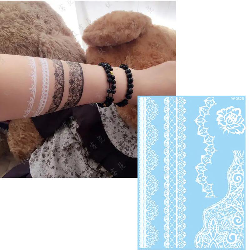 Beauty Sticker White Lace Tattoo Sticker Indian Temporary Tattoo Waterproof Tattoo Sticker
