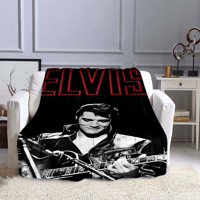 Various Styles of E-Elvis Pattern 3D Printed Rock Singer Sofa Blankets, Suitable for Adult and Children's Bedrooms and Living