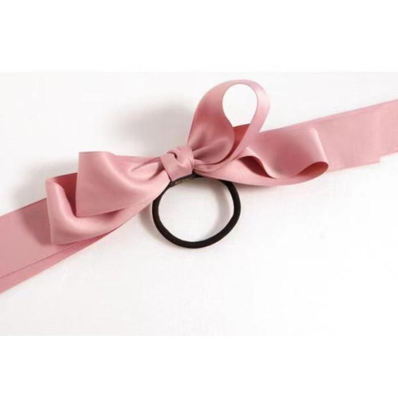 Sweet Beauty Satin Double-layer Bow Elastic Rubber Band Tied Thick Leather Hair Accessory Fashionable and Versatile