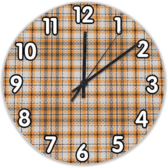 Fashion Buffalo Plaid Design Print Wall Clocks 15 Inch,Round Decorative Wall Clock,Retro Hanging Silent Wall Clock for Bedroom Kitchen Living Room 10 Inch