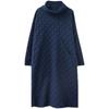 Women Oversized Dress Turtleneck Long Sleeve Polka Dot Dress Casual Solid Color Pocket Maxi Dress