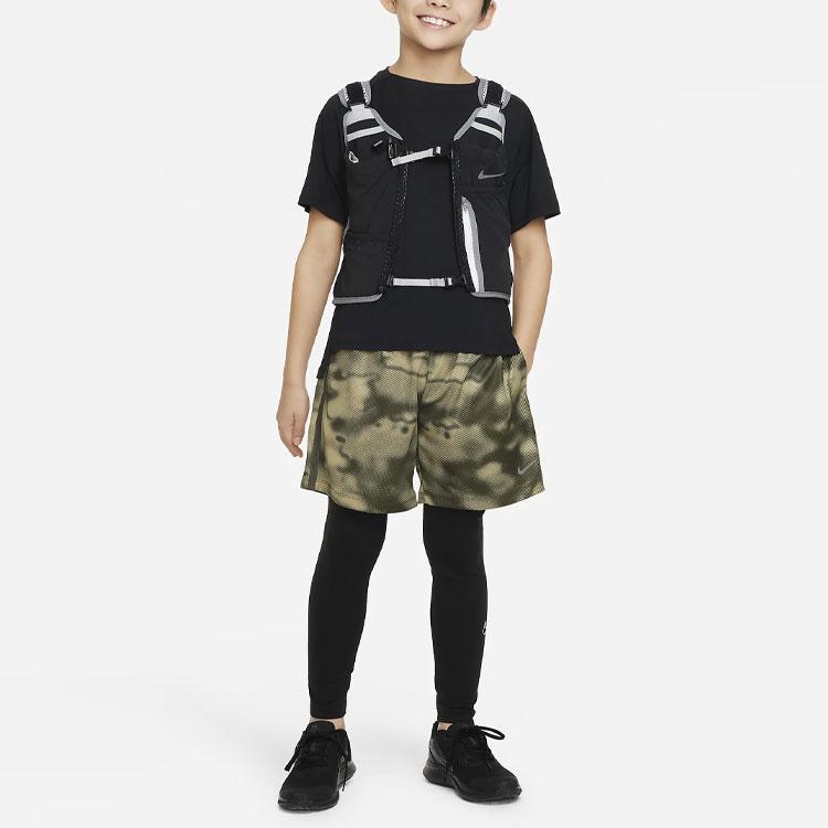 Nike Multi Logo Reflective Design Crew Neck Short Sleeve T-Shirt Kids Tops Black FB1292-010