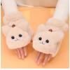 Cat Gloves Female Autumn and Winter Plush Cute Cartoon Plush Couple Warm Fluffy Flip Open Finger Gloves