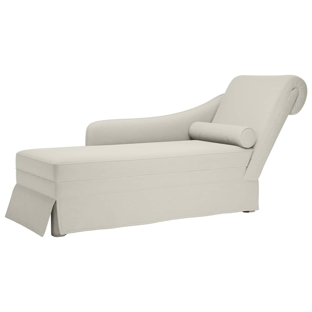 Chaiselongue mit Nackenkissen und rechter Armlehne Cremefarbener Samt