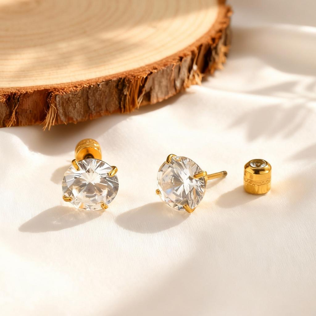 Fashionable White Zircon Earrings,Multicolor Temperament Four-Prong Zircon Stud Earrings for Women,Simple Jewelry Gift Wholesale