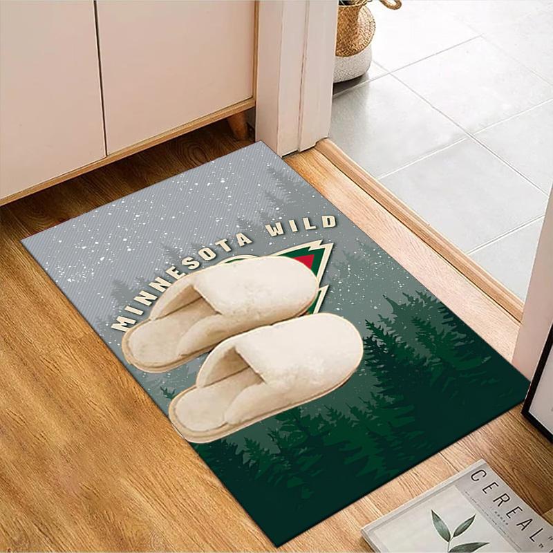 Minnesota-Wild Hockey Team Floor Mat for Living Room, Game Rooms, Office, Bedroom, Office Floor Mat Playful Design, Christmas Fan Gifts
