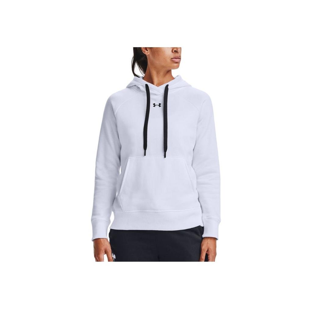 Under Armour Logo Print Hooded Pullover Long Sleeve Sweatshirt Women sweatshirt White 1356317-100