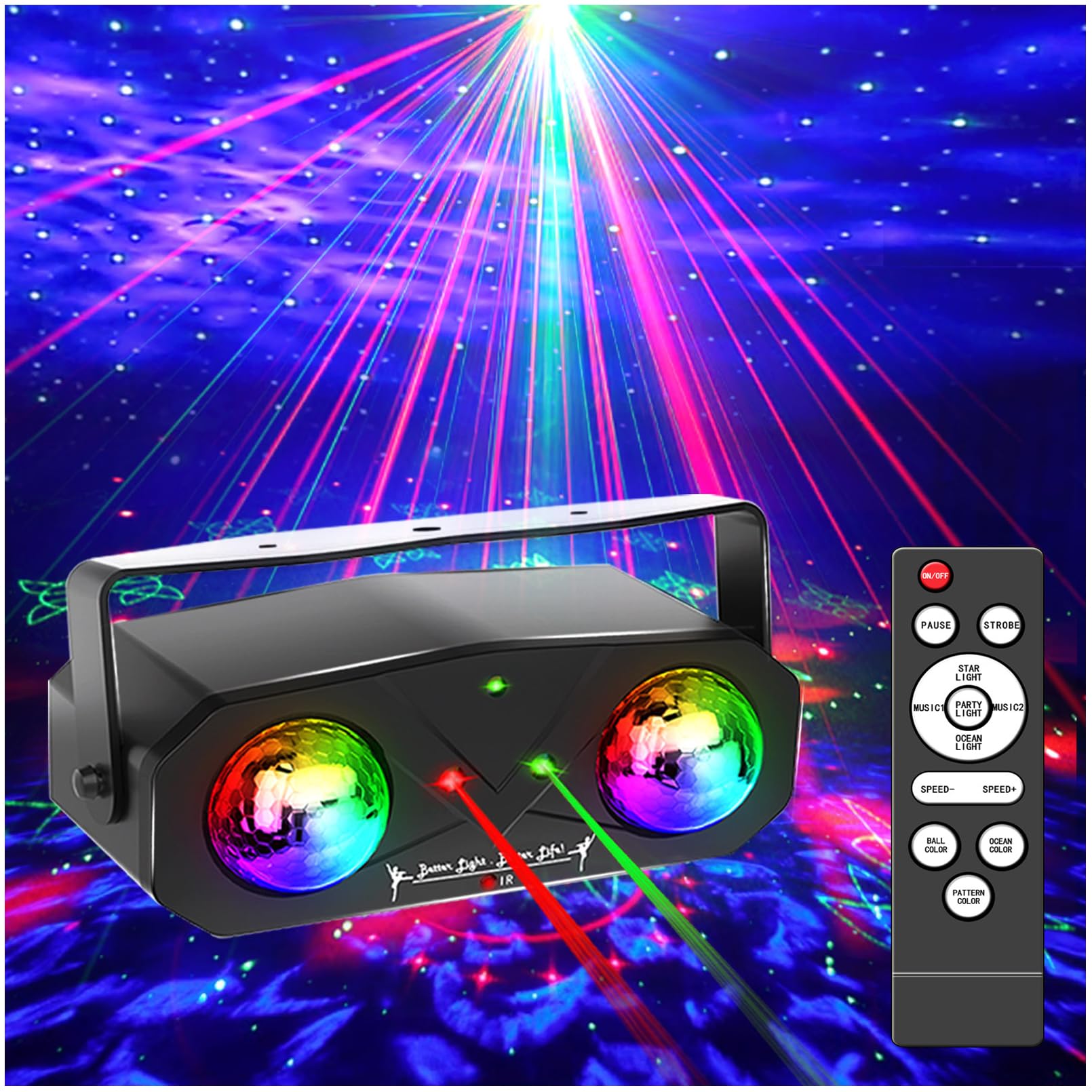 

3-in-1 Star Projector and Ocean Wave Projector with Remote Control, Multi-Purpose DJ Ball Light for Home Theater Ceiling Room Decoration, Suitable