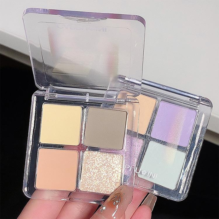 Four-color Eyeshadow: Matte Fine Shimmering Pearlescent Diamond High-gloss Brightening Mint Green Eyeshadow