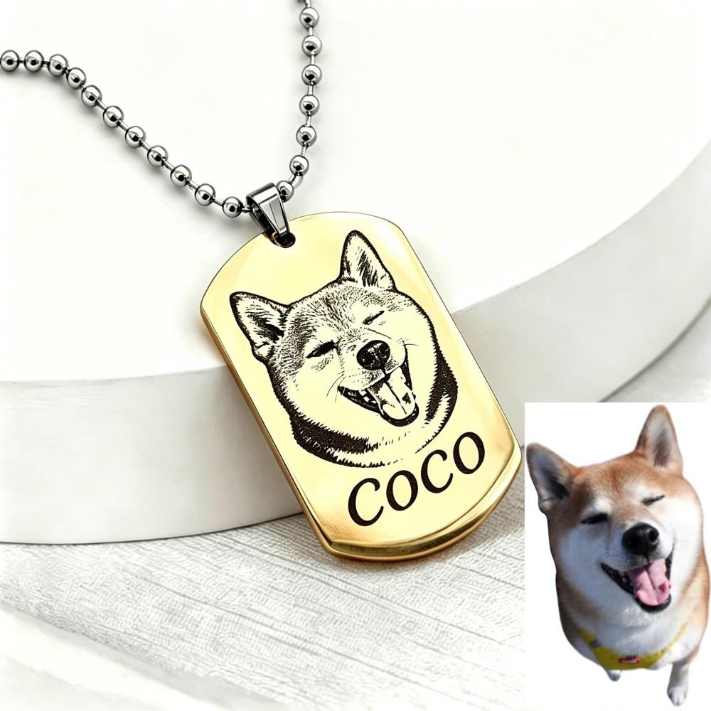 Photo Necklace Stainless Steel Engrave ID Dog Tag Army Pendant Chain For Woman Jewelry Personalized Necklace