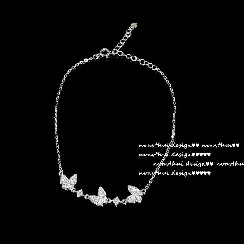 

Bright Like A Galaxy Butterfly Gemstone Bracelet, Designer Flower Flying Butterfly Zircon Anklet, Stacked