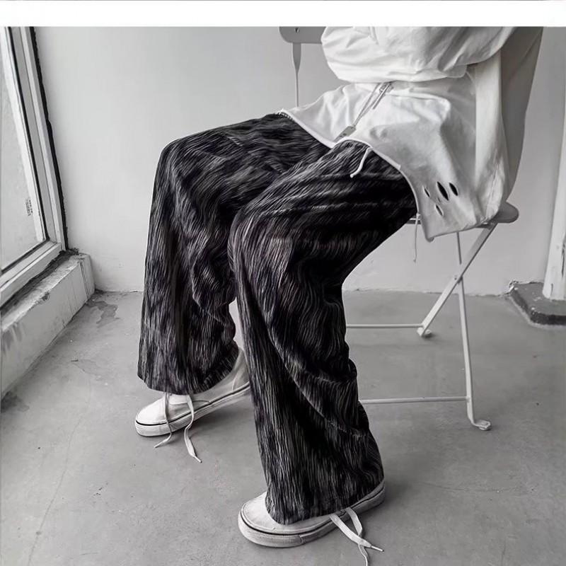 Mens Ice Tie-Dye Casual Pants American Style Thin Loose Straight Leg Hiphop Trousers