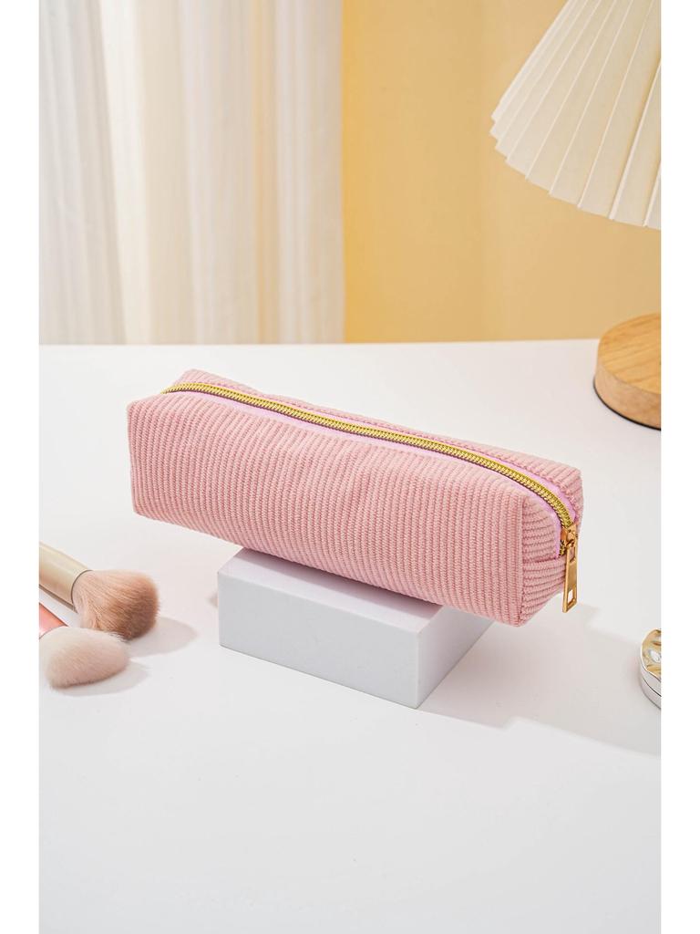 Duży piórnik i kosmetyczka z sztruksu - Przenośny schowek na przybory toaletowe i artykuły piśmiennicze na podróże służbowe