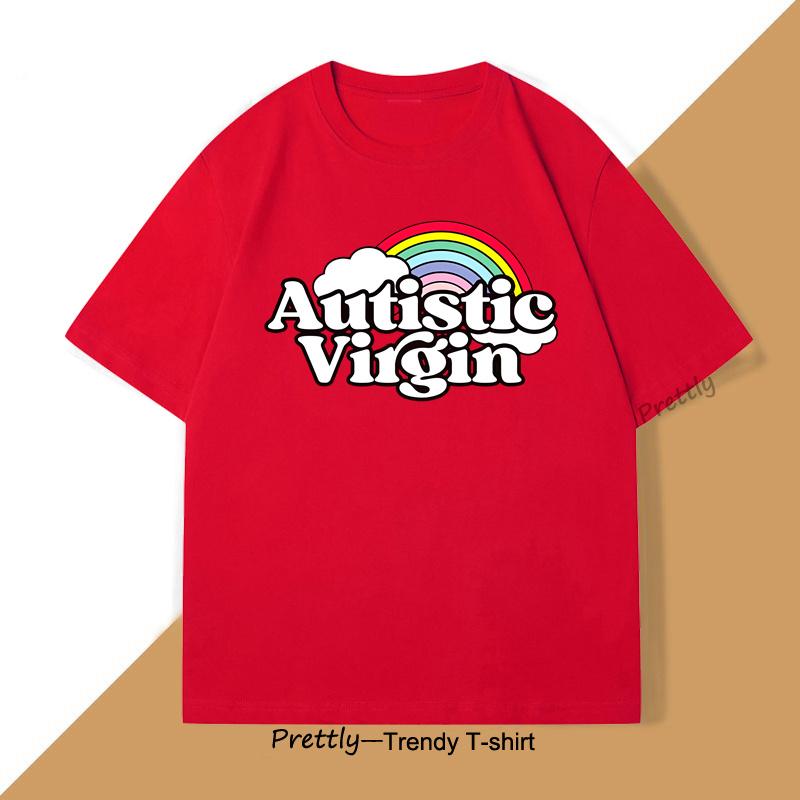 

Autistic Virgin T Shirt Funny Cotton Short Sleeve Autism Tee Shirt Virginity Tshirt Harajuku Mens Designer Clothing Tops S