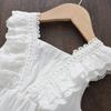 Girls Summer White Lace Princess Dress Thin Sleeveless Vest Dress Baby Stylish Hem Skirt