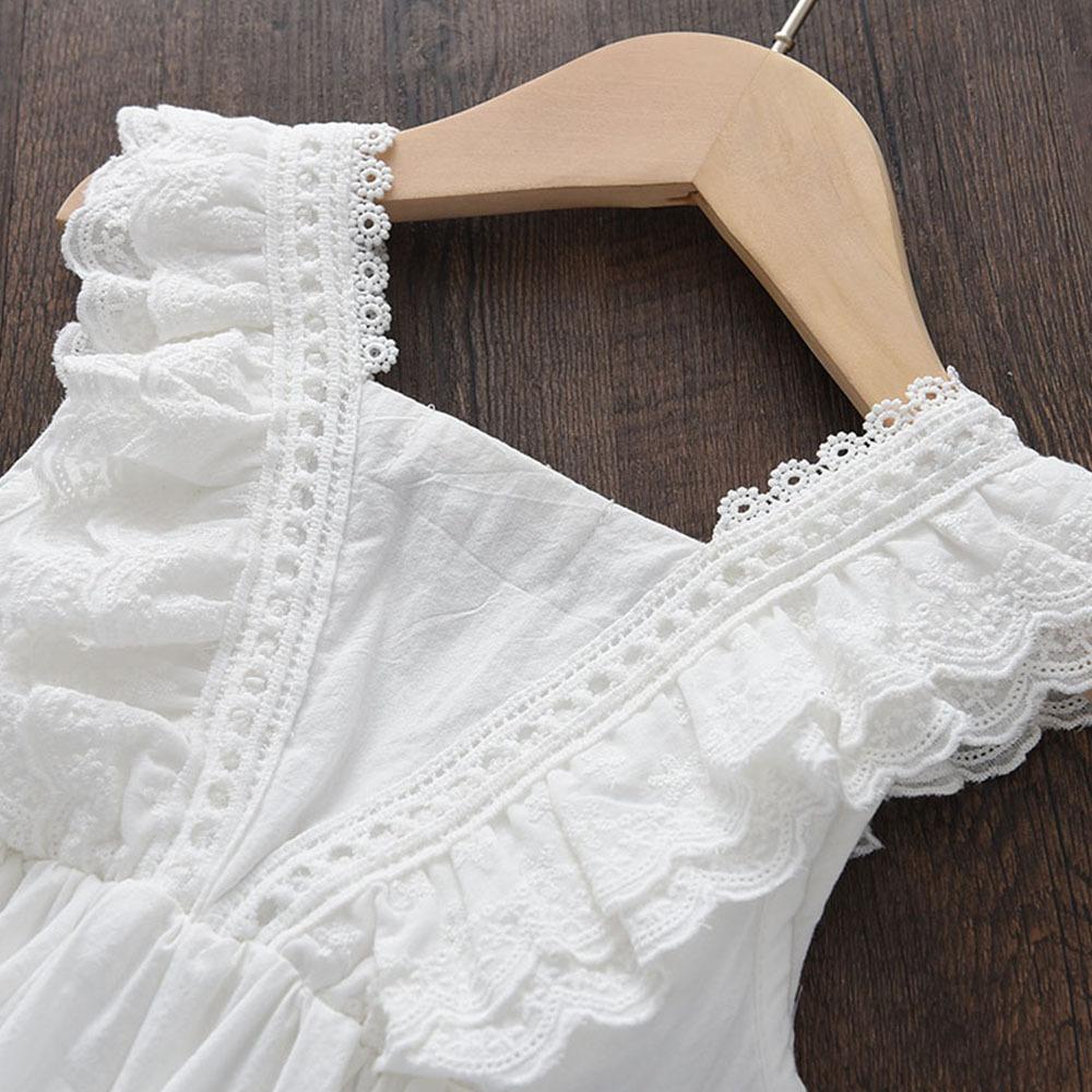 Girls Summer White Lace Princess Dress Thin Sleeveless Vest Dress Baby Stylish Hem Skirt