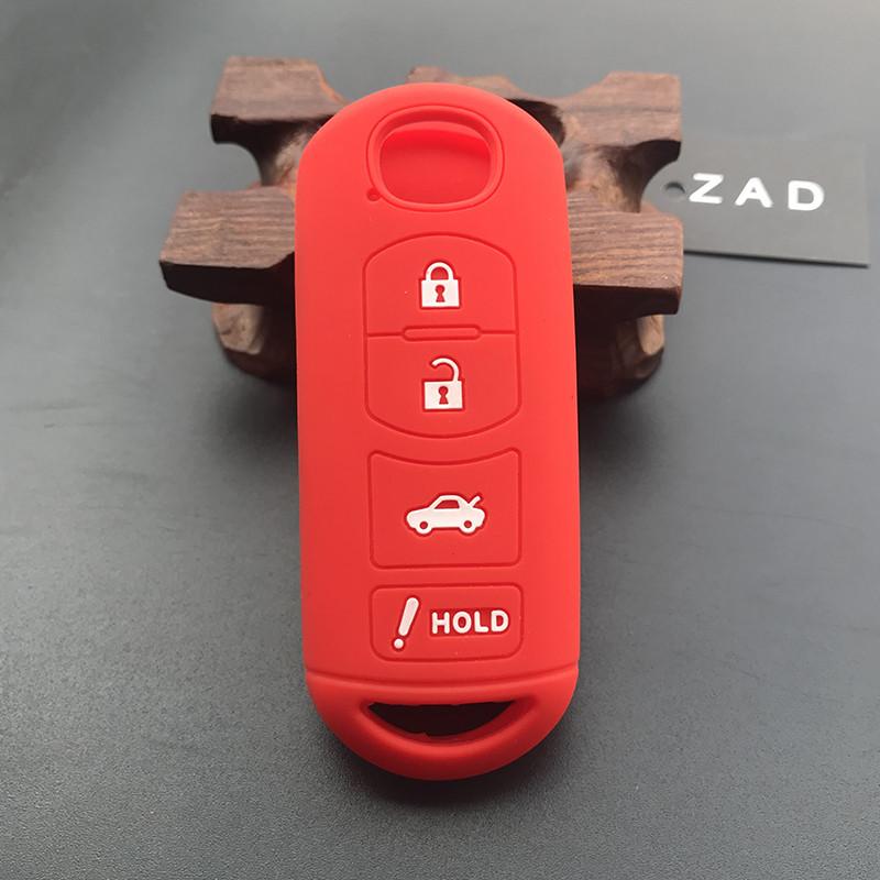 ZAD Silicone Car Key Cover Case For Mazda 2 3 5 6 8 CX5 CX7 CX9 M6 GT 2016 2017 2022 Remote Key Car-stying FOB 4 Buttons