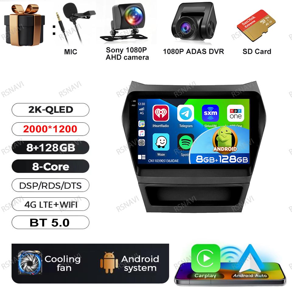 Car Radio Android 16 For Hyundai Ix45 Santa Fe 2013 2014 2015 2016 2017 Autoradio Qualcomm Navigation QLED BT GPS Head Unit DSP