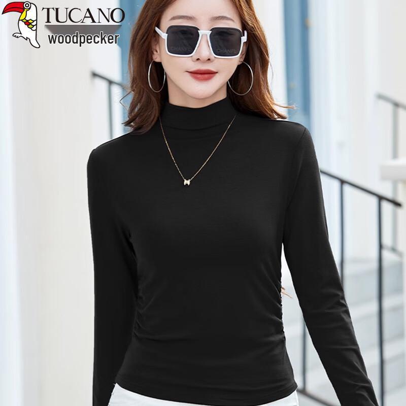 Woodpecker Women s Pure Cotton Slim Fit Mock Neck Long Sleeve T-Shirt XL