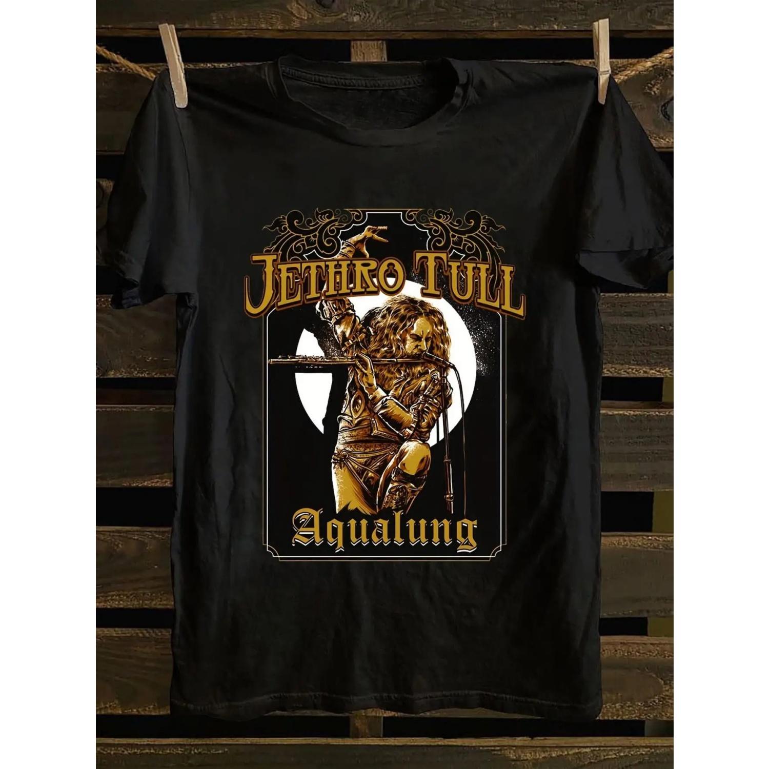 JETHRO TULL Aqualung Printed T-shirt - Retro Black T-shirt Perfect for Rock Fans and Retro Aesthetics Enthusiasts S
