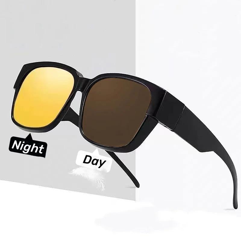 Pochromic Night Vision Glasses Goggles Shaeds for Men Women Night Driving Fit Over Glasses UV Protection Sunglasses