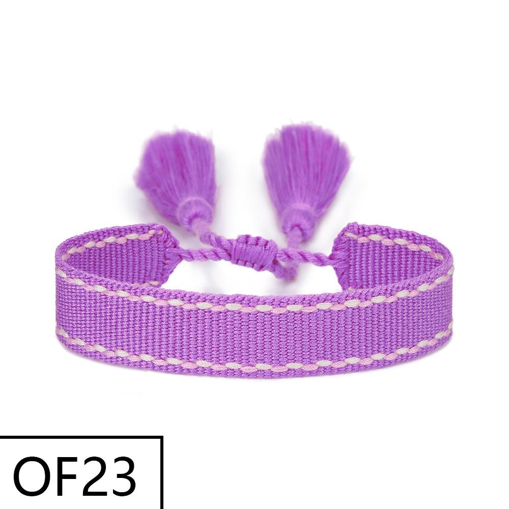 Embroiderable Polyester Cotton Letter Tassel Bracelet for Women – 1.5cm Woven Wristband