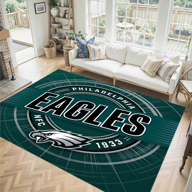 Philadelphia Eagles Design Kristall-Samt-Teppich Gemütlich Nicht?Rutschfester Teppich mit Aufdruck für Schlafzimmer Wohnzimmer Eingang