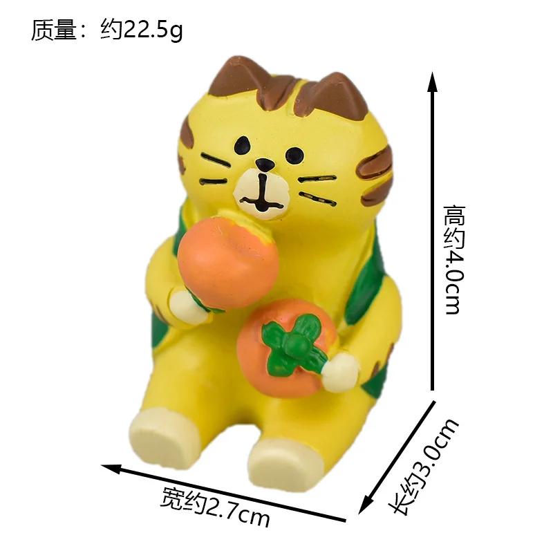 INS ZAKKA Resin Ornaments Autumn Harvest Chestnut Series Persimmon Tree Thief Cat Camera Prop Japanese Mini Home Decoration Gift