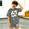 Zebra Stripes Leopard 67 Printed Men's T-shirt and Shorts 2 Piece Set Summer Casual Outfit for Men's and Women's Clothing Top