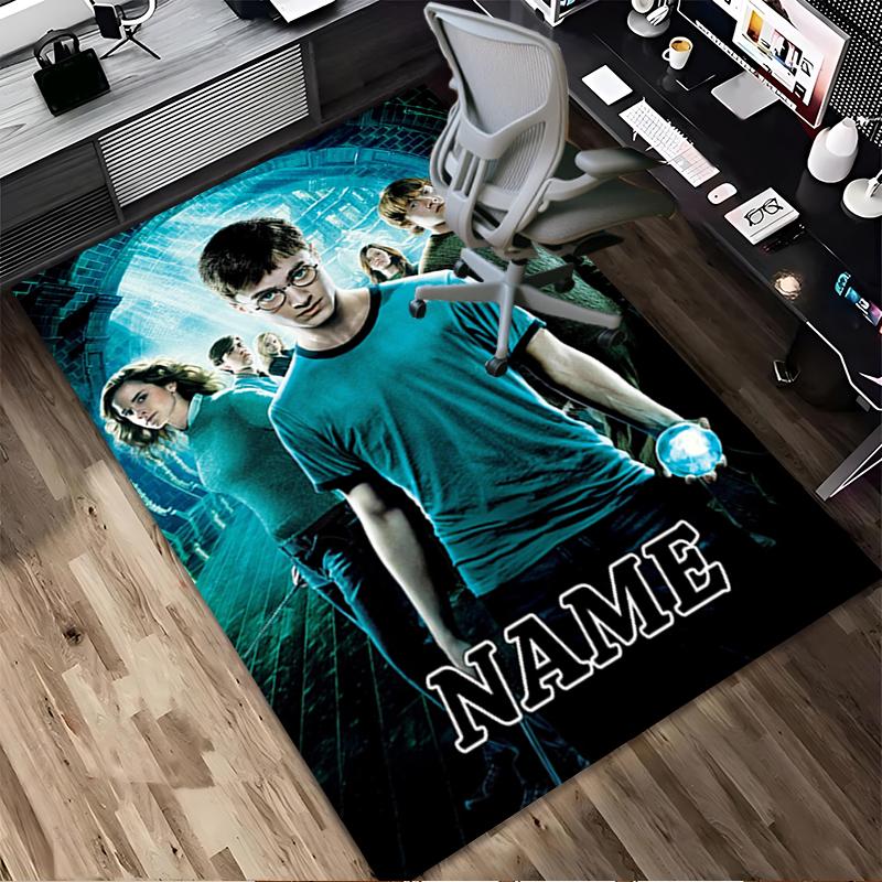 Custom Name Harry Potter Living Room Non-Slip Area Rug Soft Carpet for Bedroom Kids Playroom Sofa Office Home Decor Doormat