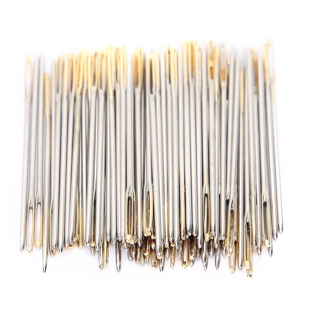 100Pcs Cross Stitch Needles Metal Large Eye Sewing Stitching Embroidery with Storage Box