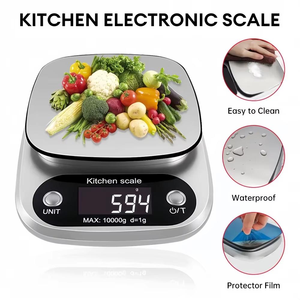 5kg/10kg/1g Digitale Küchenwaage Edelstahl LCD Elektronische Lebensmittelwaage Schmuck Kaffee Backen Tragbares Küchenwerkzeug