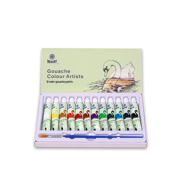 Huiyi Gouache Watercolor Paint Set, 12 & 24 Colors, 5ml & 12ml, Beginner Children s Painting Kit