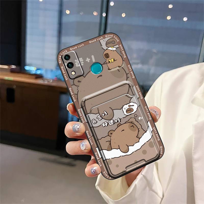 Cute TPU Phone Case For Huawei Honor 9X Lite Graffiti Full Wrap Card Sleeve Back Cover Cover Card Slot Dirt-resistant