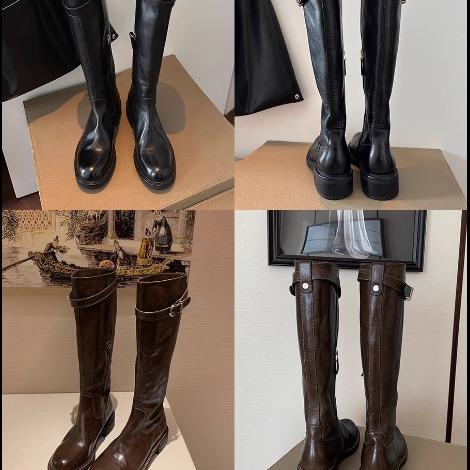 Cowhide version, the same washed horse leather, round head, thick heel, thick bottom, heightened legs, straight long knight boots for women