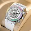 ONOLA Timing Watch Men's Round Bezel Skeleton Dial Waterproof Sports Quartz Watch