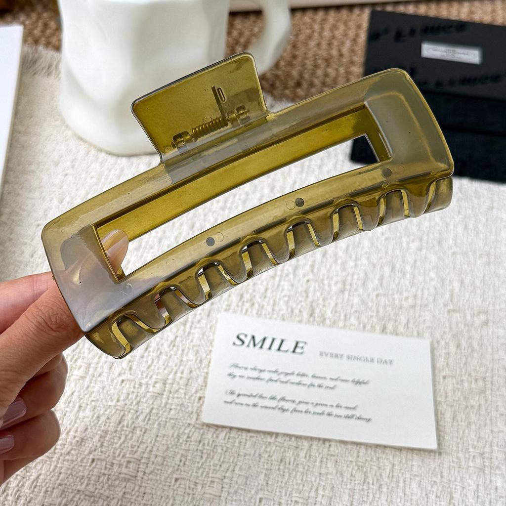 Korean Style XL Hollow Square Shark Claw Hair Clip for Women's Buns