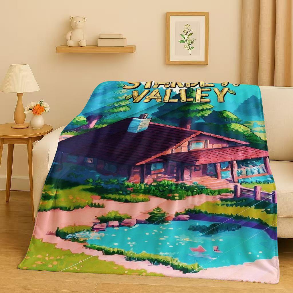 3D Retro Stardew Valley Farm Map Pixel Game Flannel Blanket,Ultra Soft Warm Plush Throw for Home Bedroom Bed Sofa Cover Kid Gift