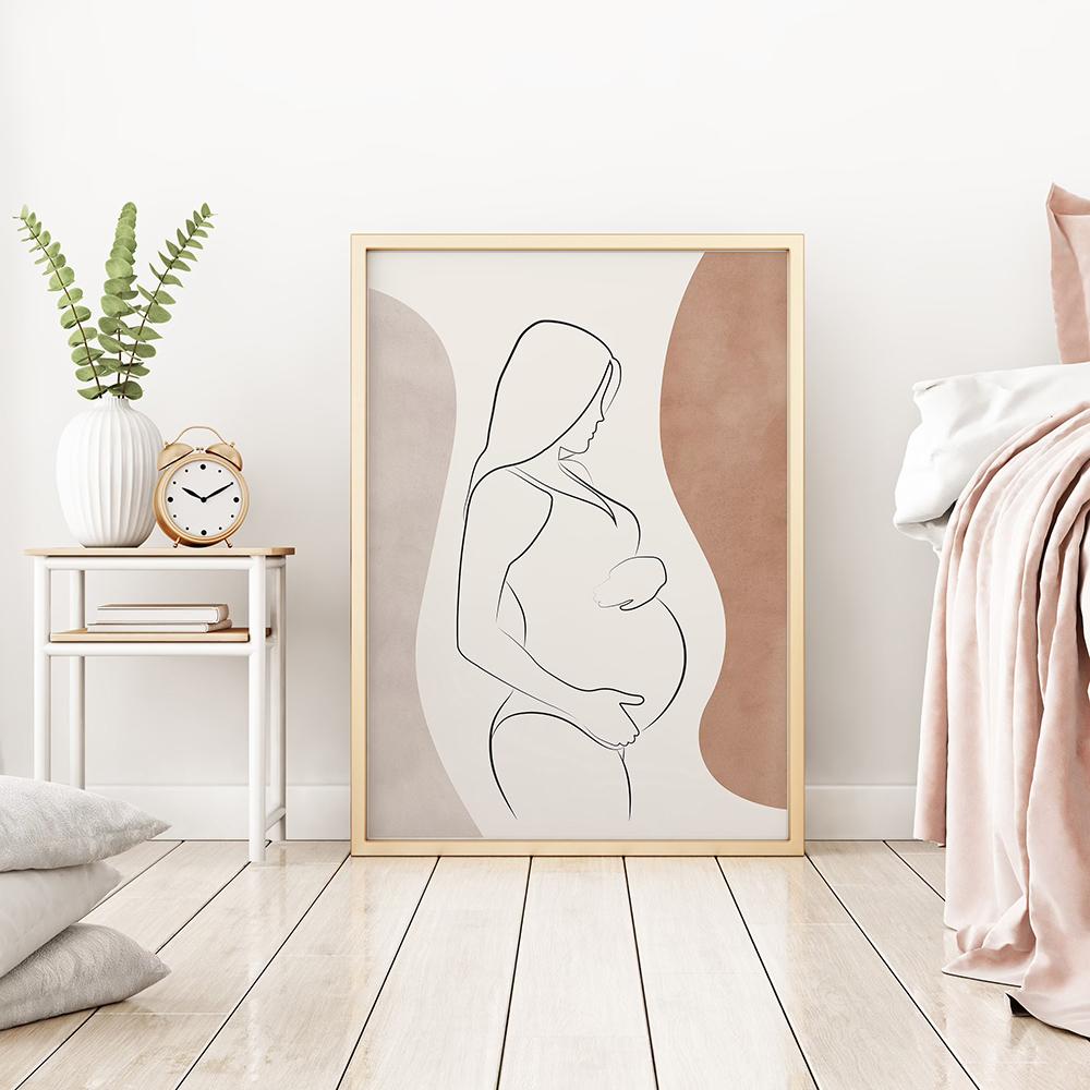 Mother and Baby Child Art Line Drawing Posters Abstract Minimalist Wall Art Canvas Print Painting Nursery Decorative Pictures
