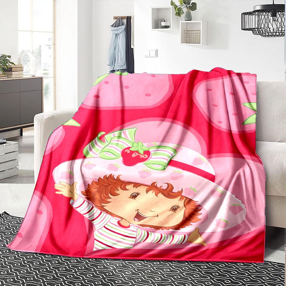 1pc Princess Strawberry1 Blanket, Gift, for Men and Women, Soft Blanket, Good for Sofa Bed Couch Travel, Lightweight Flannel Blanket