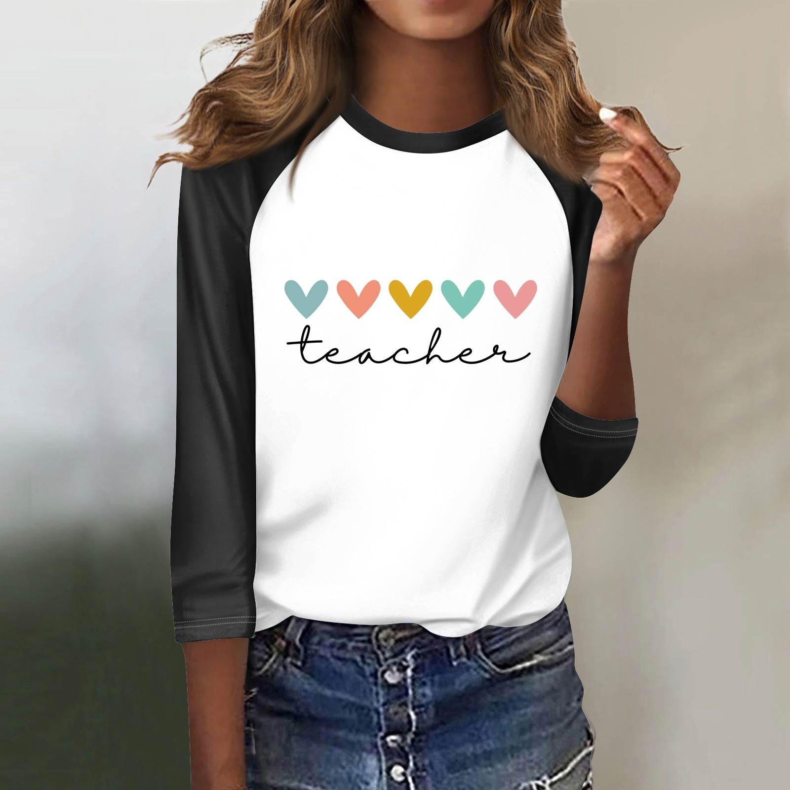 

Женская модная повседневная футболка с круглым вырезом, рукавами семь, на пуговицах с принтом XL белый