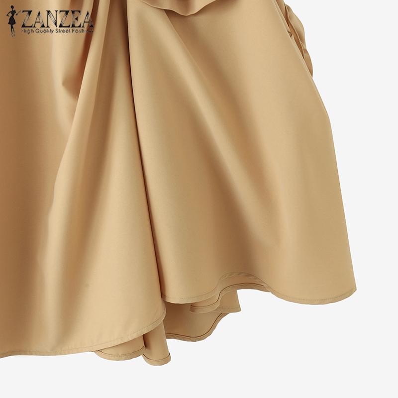 ZANZEA Kvinner Sommer Floral Ensfarge Løse A-linje skjørt