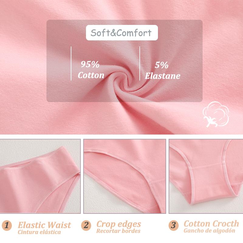FINETOO 4 Pezzi Mutandine da Donna a Vita Bassa in Cotone Biancheria Intima Morbida Vita Elastica Slip da Donna Traspiranti Uso Quotidiano Mutandine Femminili