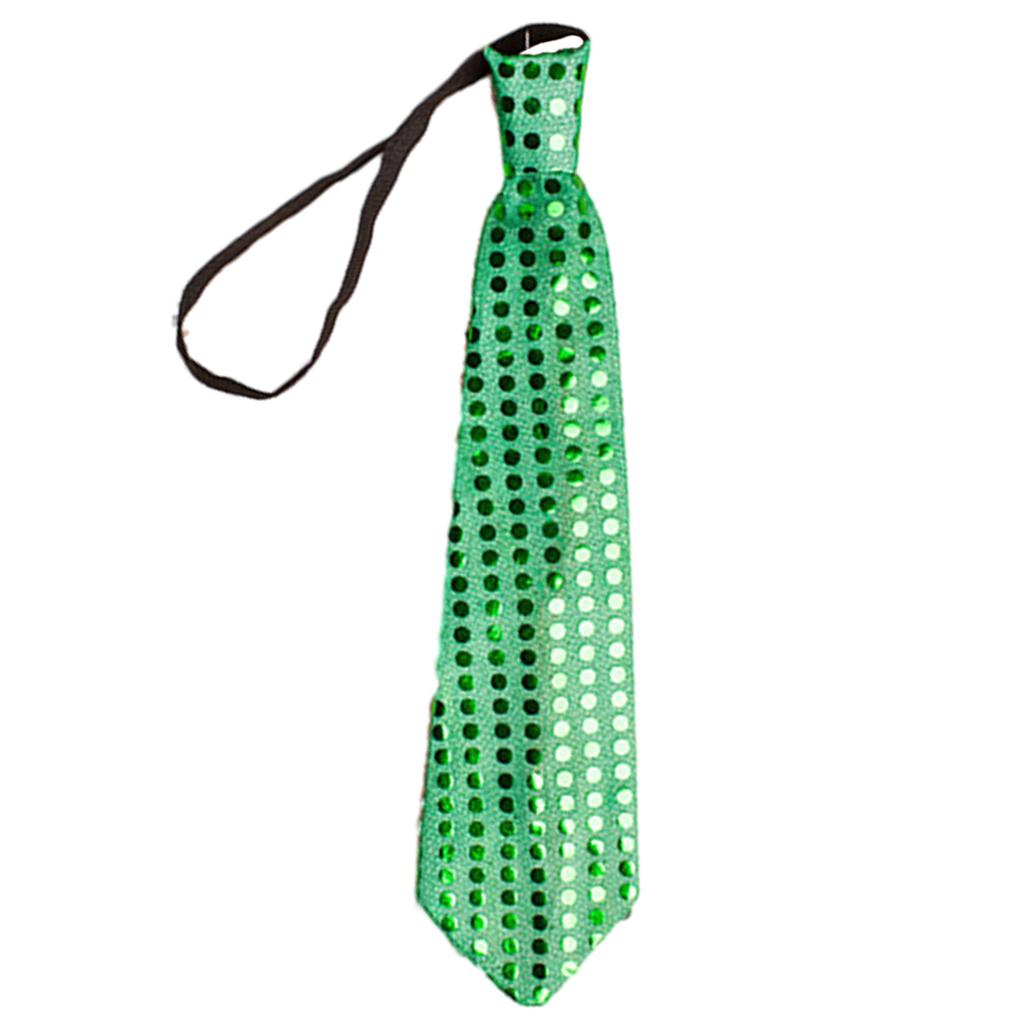 Electric LED Light Up Shinning Sequins Tie Luminous Glitter Paillette Necktie Pre-Tied Neck Wear Party Club Neckwear