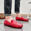 Herren Mokassins Fahrschuhe Leder Flats Lässige Slipper Übergröße Farbdruck Schuhe für Herren