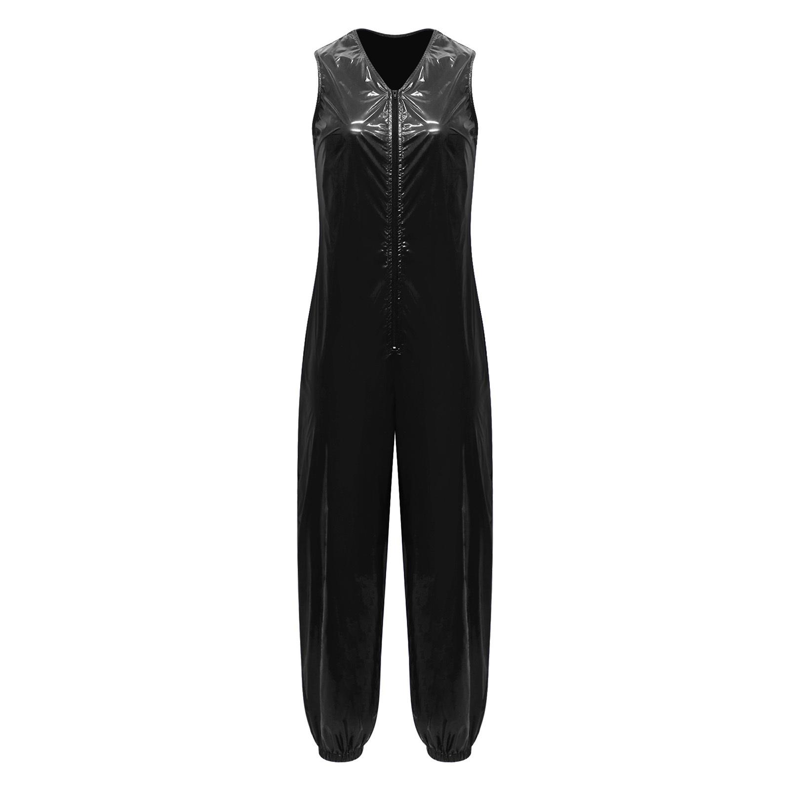 

Unisex Adults Waterproof Diaper Cover Sleeveless Zip Up Bodysuit Elastic Leg Opening Romper Adaptive Jumpsuit S чорний
