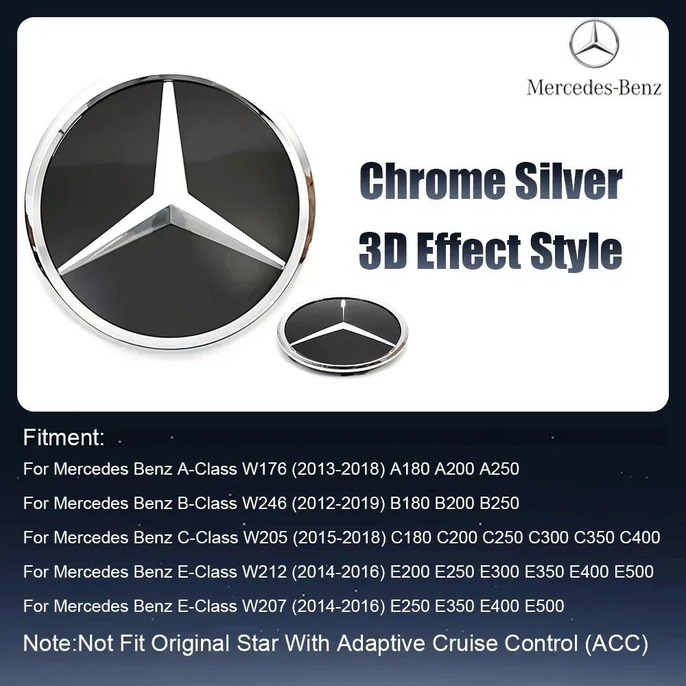 Autosticker 2025 Heet Voor Mercedes Benz Voorgrill Spiegel Embleem Zwart En Zilver Nieuwste 3D Stijl Emblemen Passend Voor Mercedes Benz