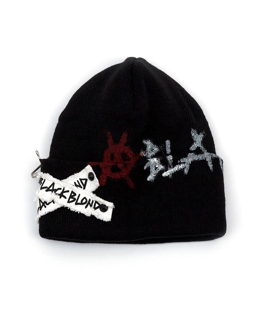 BLACKBLOND Bibbidi Graffiti Logo Patch Beanie (Black)