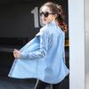 2025 Damen Slim Fit Langarm Denimhemd Mittellang BF-Stil