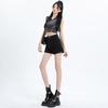 2025 Spring/Summer Women's High-Waisted A-Line Black Denim Shorts: Loose, Slimming, Wide-Leg, Rolled Hem Style
